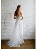 Sweetheart Neck Gold Lace Tulle Wedding Dress